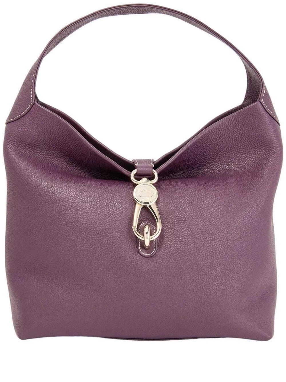 Dooney & Bourke Logo Lock Hobo Burgundy Pebbled Leather Large Purse Tote, GUC